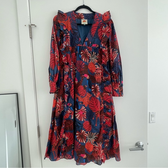 FARM Rio Animal Tapestry Midi Dress XS - Picture 2 of 8